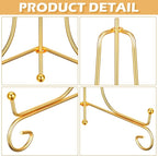 10 Pack 8 Inch Iron Plate Stands for Display, Plate Holder Display Stand, Gold Easel Stands for Photo, Picture Frame, Decorative Plate, Dish, Book and Tabletop Art (Gold, 8 Inch)