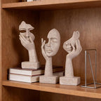 3 Pcs Thinker Small Statue Set - Art Resin Abstract Home Accent Figurines for Decor Woman Apartment Bookshelf Floating Shelf Coffee Table Office Desk Counter Decor (3 Pcs Sandstone, 6")