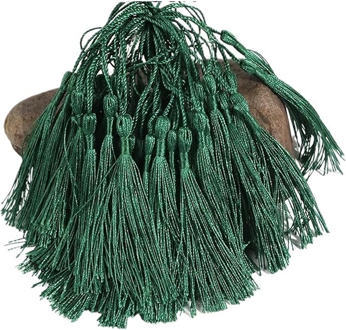 Tassels for Decoration 13cm/5 Inch Silky Floss Bookmark Tassels Hanging Rope for Jewelry Making DIY Craft Accessory(Deep Green)