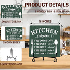 DETIHO Rustic Kitchen Decorations Above Cabinets, Dark Green Kitchen Counter Decor, Farmhouse Wooden Signs and Plaques for Home Dining Room Tabletop - G09