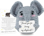 WenmthG Funny Positive Crochet Elephant - Emotional Support Animals Gifts, Funny Handmade Crochet Doll, Inspirational Gifts for Women Men Friends Coworkers
