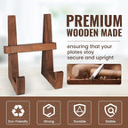 DEBETOOL Wooden Plate Stand - 8.8inch Wood Plate Holder Stand for Display, Rustic Wooden Picture Frame Holder Stand, Decorative Table Top Easels for Display