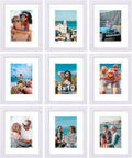 Vittanly 8x10 Picture Frames Set of 9, Shatter Resistant Plexiglass, Display 5x7 Pictures with Mat or 8x10 without Mat, Photo Frames for Wall or Tabletop, Engineered Wood, White
