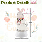Spring Rabbit Snow Globe Lantern, Rabbit Snowglobe Decor with Swirling Glitter, 6H Timer, USB or Battery Powered, Bunny Decoration for Spring Party Easter Day Decor and Gift (Rabbit)