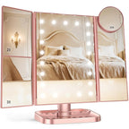 HUONUL Makeup Mirror, Vanity Mirror with Lights, 2X/3X/10X Magnification, Touch Control, Trifold, Dual Power Supply, Birthday Gifts for Women, Wife, Mom, Girls,Dorm Room Essentials