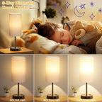 Dicoool Touch Bedside Table Lamp with USB - 3 Way Dimmable Brown Lamp for Bedroom Nightstand, Desk Lamp with Charging Station for Dorm, Office, Kids Room, Living Room
