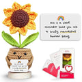 GOSSBY Thank You Gift for Women - Positive Sunflower Crochet - Appreciation, Inspirational, Christmas, Birthday Gift Teacher, Coworker, Friend, Employee - Little Reminder Emotional Support Plush