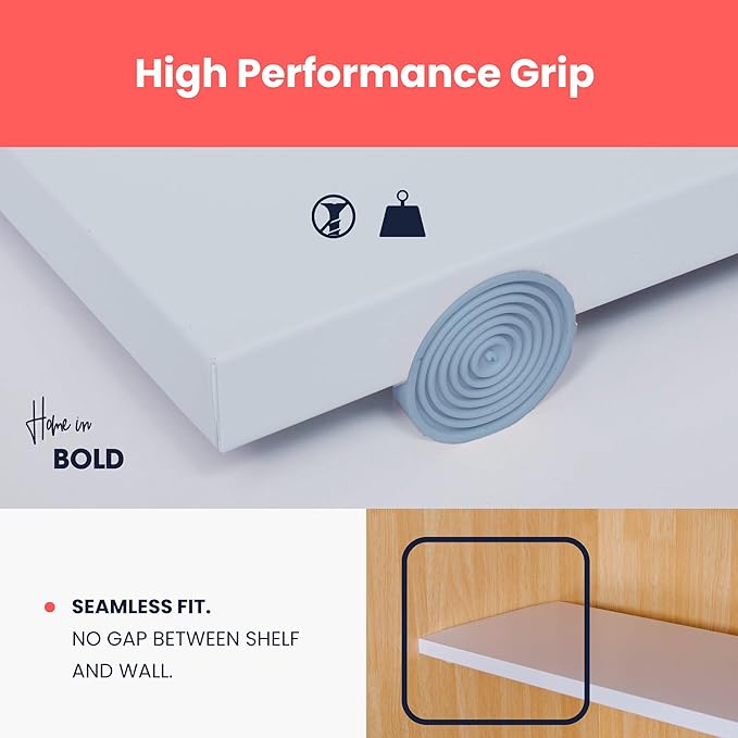 Tension Rod Shelving Expandable Closet Tension Shelf Storage Rack - No Drill Cabinet Tension Rod Shelf for Closet No-Slip | Shelves for Cabinet (NO Screw Installation)