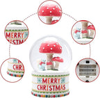 Vipush Christmas Snow Globe -Squirrels & Mushrooms Musical Snow Globe with Color Changing Led Lights, Christmas Decorations with Music Box Gifts for Girls Kids, Decorations for Christmas & Birthday