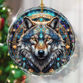 Wolf Stained Glass Ornament, Christmas Ornaments, Christmas Tree Decorations, Wolf Christmas Decoration, Wolf Ornaments for Christmas Tree, Holiday Present Ideas, Gift Exchange