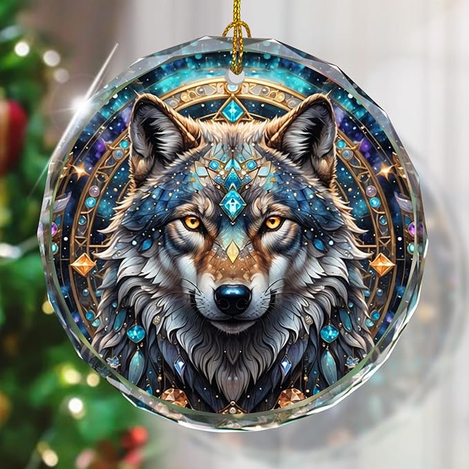 Wolf Stained Glass Ornament, Christmas Ornaments, Christmas Tree Decorations, Wolf Christmas Decoration, Wolf Ornaments for Christmas Tree, Holiday Present Ideas, Gift Exchange
