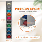 Lifewit Hat Organizer for Baseball Caps, Hat Rack Hanging Storage, Non-Woven Fabric Display Shelf Holds Up to 40 Hats, Cap Holder Hanger for Closet, Bedroom, 10 Compartments, Gray, 1 Pack