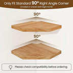 Fun Memories Corner Shelf Wall Mount, Solid Oak Wood Floating Corner Shelves with Cable Hole, 7in Rustic Design for Bedroom, Bathroom, Kitchen, Living Room (Natural, 1 Pack)