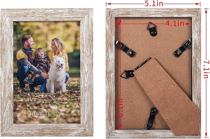 Lyeasw Rustic 4x6 Picture Frame Set of 12, Multi Woodgrain Farmhouse Photo Frames for Wall or Tabletop, Beige