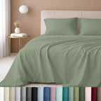 California Design Den Hotel Quality Full Size Sheets Set - Luxury 600 Thread Count Sateen, Natural 100% Cotton Bed Sheets, Fully Elasticized Deep Pockets, Crisp, Cool and Durable - Laurel Green
