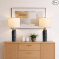 USumkky 24" Modern Ceramic Black Bedside Lamp Set of 2 Table Lamp for Bedroom Decor Farmhouse Table Lamp for Living Room Office Dorm