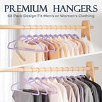 HOUSE DAY Velvet Hangers 30 Pack, Premium Non-Slip Felt Hangers, Sturdy Lt-Purple Clothes Hanger Heavy Duty, Space Saving Durable Suit Coat Hanger, 360° Rotating Rose Gold Hook