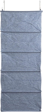 Household Essentials Hanging Cotton Blend and Plastic Closet Shoe Organizer with 10 Storage Compartments, Denim