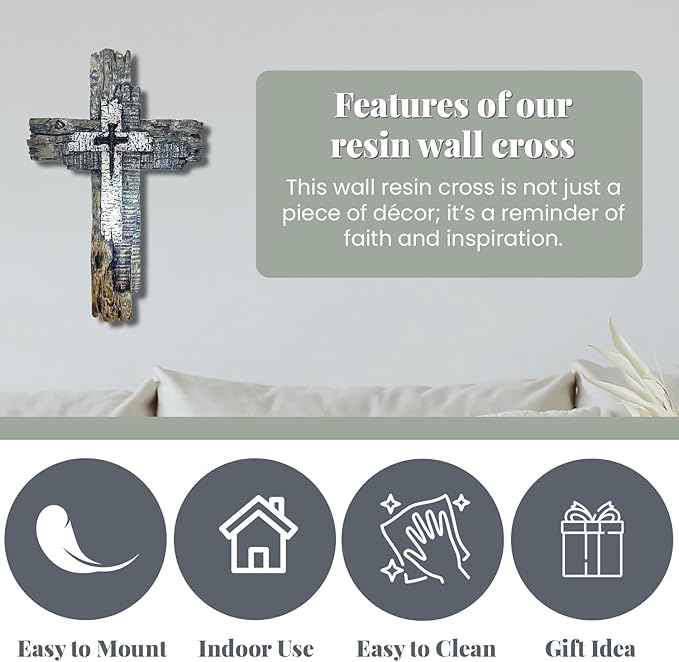 Taprion Modern Rustic Wall Cross Christian Cross Wall Decor - Brown Wood Tones Wall Art for Home Decor