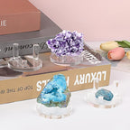 Hipiwe Acrylic Display Easel Rock Display Stand - Three-Peg Round Display Easel Stands for Fossil Coral Geodes Mineral Agate Small Collectibles, Medium,Set of 4
