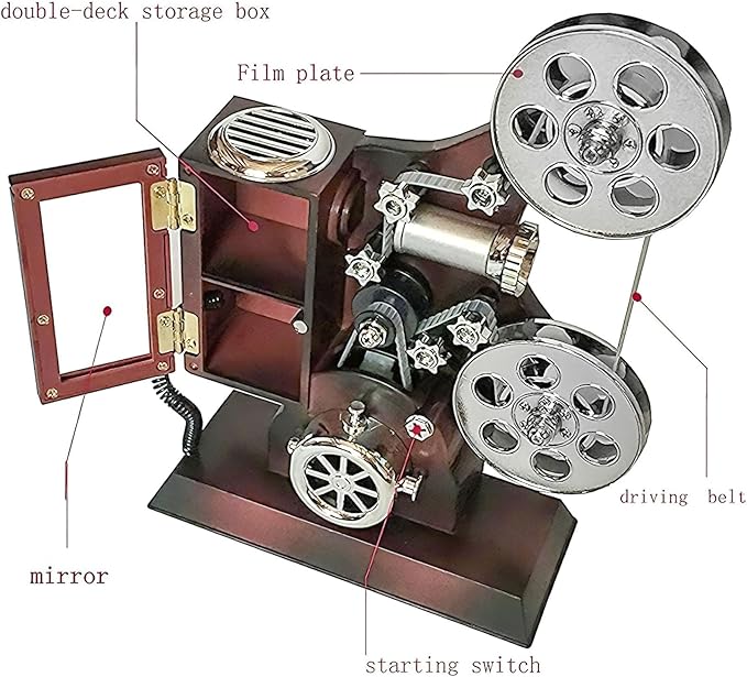 POPGIFTS Movie Projector Music Box, Mini Antique Vintage Music Box Plays Tune for Elise Movie Theater Hollywood Theme for Cinema Time Party Home Decor