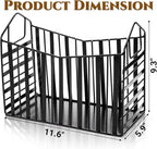 Noamus Metal Magazine Holder, Document File Rack with Handle, Newspaper Book Folder Mail Organizer Bin, Iron Wire Tablet Storage Basket Stand for Home Office Bathroom Bedroom Den Living Room, Black