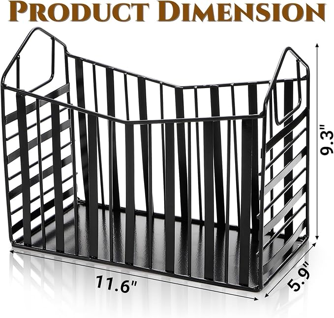 Noamus Metal Magazine Holder, Document File Rack with Handle, Newspaper Book Folder Mail Organizer Bin, Iron Wire Tablet Storage Basket Stand for Home Office Bathroom Bedroom Den Living Room, Black