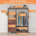 Auromie Heavy Duty Clothes Rack with 5 Drawers & 4 Storage Shelves, 70.9Hx59.1W Clothing Rack with 2 Hanging Rods, Wardrobe Closet Racks with 5 Hooks, Freestanding Garment Racks (Rustic Brown)