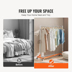 VEVOR Z Rack, 300 lbs Industrial Grade Z Base Garment Rack, 24" x 63" x 71" Clothes Rack, Sturdy Steel Heavy Duty Clothing Rack w/Lockable Casters for Home Garment Store Orange