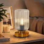 Touch Table Lamp for Nightstand - Small Bedside Lamps for Night Stands Bedroom Living Room, Dimmable Rechargeable Desk Lamp Battery Operated with Clear Glass Shade, Bulb Included
