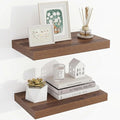 Acovy 16 Inch Floating Shelves, 16"x9.25"x1.5" Inch Deep Floating Shelves for Wall, Wooden Shelves for Bathroom, Bedroom, Living Room, Walnut, 2 Pieces