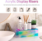 Sezanrpt Acrylic Shelf Riser 12x5.1x4 pack of 2, Iridescent Acrylic Stand for Funko Pop, Collectibles, Brand Store, Home Storage Organizer, 12x5.1x4 Inch