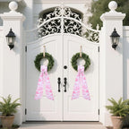 Pink French Toile Wreath Sash - 2 Pcs Sashes for Wreath Front Door Baby Shower Wedding, Rustic Wreaths Sash for Embroidery Monogram Garland Indoor Outdoor
