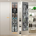 MSLOVE Narrow Over The Door Shoe Organizer, 12 Large Mesh Pockets Hanging Shoe Organizer for Closet Organizers and Storage, Grey, 2 Pack