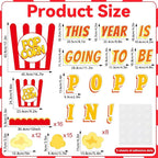 Popcorn Bulletin Board for Classroom Decorations Happy New Year Classroom Bulletin Board Set DIY Crafts Movie Themed Paper Cutouts for Students Wall Popcorn Holiday Celebration Party Supplies Decor