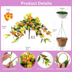 Artificial Fake Hanging Flowers Plants Basket for Outdoors Outside Decoration UV Resistant Faux Silk Flowers Look Real Plastic Flowers for Spring Planters Home Porch Patio Garden Decor