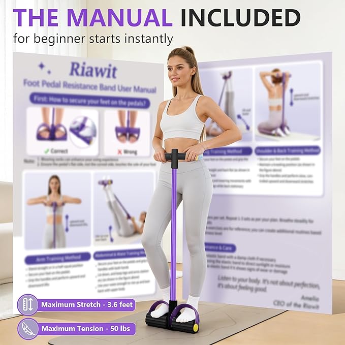 Upgraded Pedal Resistance Band with Handle, Soft Durable Fashion Puller Exercise with Thickened 6 Tension Ropes, Tube Pedal Resistance Device for Abdomen, Waist, Arm, Leg, Core/ABS