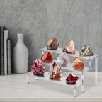 Hoewina 2PCS Acrylic Risers Display Stands, 3 Tier Perfume Organizer Display Shelf & Versatile Cupcake Stand Holder, Display Risers for Figures, Dessert Shelves for Party for Decoration and Organizer