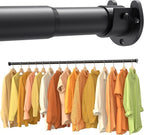 4 Pack Closet Rods,17-84 Inch No-Cut Stepless Adjustable Closet Rod, 1.3 Inch Heavy Duty Metal Closet Hanging Rod with Brackets, Matte Black Closet Bar for Closet, Laundry Room, RV