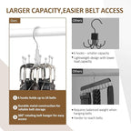 ZEDODIER 2 Pack Belt Organizer for Closet, Heavy-Duty Rotating Belt Hanger Rack Holds up to 48 Belts, Hanging Space Saving Metal Belt Holder for Closet Storage, Silver
