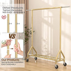 Heavy Duty Clothes Rack Load 450 LBS, Metal Garment Rack, Standing Rolling Clothing Rack for Hanging Clothes with Sturdy Wheels & Shelves, Portable Closet Wardrobe Rack,Gold