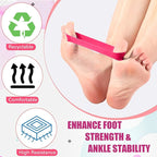 Set of 5 Toe Stretcher Band Separator Spacer Bunion Correction Hallux Valgus Alignment Foot Stretcher Straightener Resistance Loop Yoga Exercise Foot Care with Carry Bag(Pink)