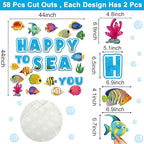 Ocean Theme Fish Classroom Bulletin Board Decorations Tropical Fish Paper Cutouts Under The Sea Bulletin Board Set for Fishing Theme Toddler Kids Birthday Party Classroom Decor