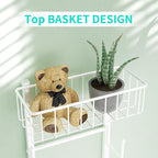 HapiRm Over Door Hat Rack - 2 Packs Wall Mounted Hat Holder with 6 Hooks and Metal Basket Design, Baseball Cap Organizer Storage Up to 32 Caps for Door, Bedroom, Closet, White