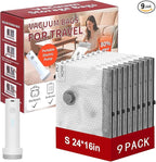 Rechargeable Wireless Pump Travel Storage Bags Set, 9 Pack (9S) Portable Space Saver Bags for Travel & Home, Vacuum Compression Packing Seal for Clothes, Blankets, Home Seasonal Storage