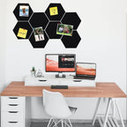 8Pcs Hexagon Felt Cork Board Tiles, Self Adhesive DIY Bulletin Board Pin Board for Office School Home Wall Decor Stickers Memos Photos Display (Black)