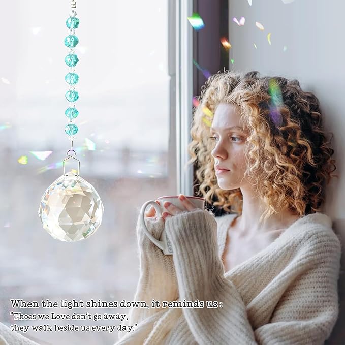 Sympathy Gifts for Loss of Loved One, Crystal Sun Catcher Rainbow Maker, Unique Condolence Memorial for Loss of Mom Dad Dog, Ideal Grief Bereavement Miscarriage Gifts (Light Blue)