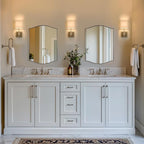 ANDY STAR Brushed Nickel Bathroom Mirror, 22"x30" Scalloped Wall Mirror in Stainless Steel Metal Frame, Unique Vanity Mirror with Modern Curved Edge Design, Ideal for Bathroom, Bedroom, Entryway