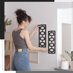 CroBlissful 2 Pcs Mid Century Modern Wall Art Wood Mid Century Elegance Decor Accents Abstract Wall Sculpture Geometric Panels for Interior Panel Art for Home Living Room(Black)