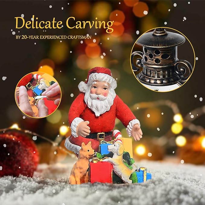 Christmas Snow Globes Lantern, Christmas Table Decorations with 8 Songs, 6H Timer, Battery & USB Powered Glitter Christmas Music Box Home Decor
